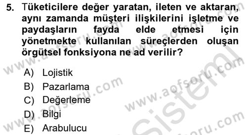 Havayolu Pazarlaması Dersi Ara Sınavı Deneme Sınav Soruları 5. Soru