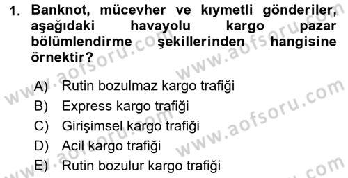 Havayolu Pazarlaması Dersi 2021 - 2022 Yılı (Final) Dönem Sonu Sınavı 1. Soru