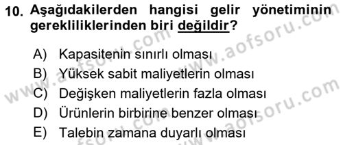 Havayolu Pazarlaması Dersi 2021 - 2022 Yılı (Final) Dönem Sonu Sınavı 10. Soru