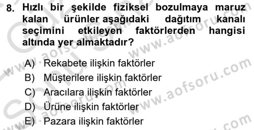 Havayolu Pazarlaması Dersi 2021 - 2022 Yılı (Final) Dönem Sonu Sınavı 8. Soru