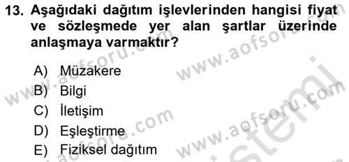 Havayolu Pazarlaması Dersi 2021 - 2022 Yılı Yaz Okulu Sınav Soruları 13. Soru
