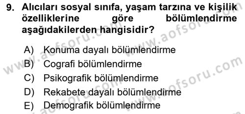 Havayolu Pazarlaması Dersi 2021 - 2022 Yılı Yaz Okulu Sınav Soruları 9. Soru