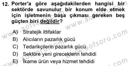 Havayolu Pazarlaması Dersi 2022 - 2023 Yılı (Vize) Ara Sınavı 12. Soru