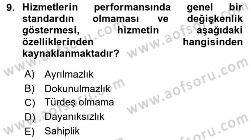 Havayolu Pazarlaması Dersi 2022 - 2023 Yılı (Vize) Ara Sınavı 9. Soru