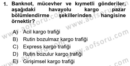 Havayolu Pazarlaması Dersi 2022 - 2023 Yılı (Final) Dönem Sonu Sınavı 1. Soru