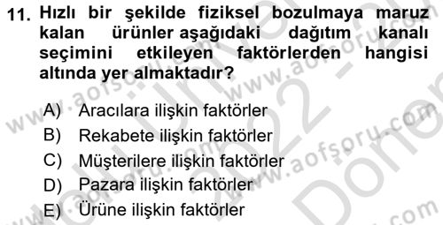 Havayolu Pazarlaması Dersi 2022 - 2023 Yılı (Final) Dönem Sonu Sınavı 11. Soru