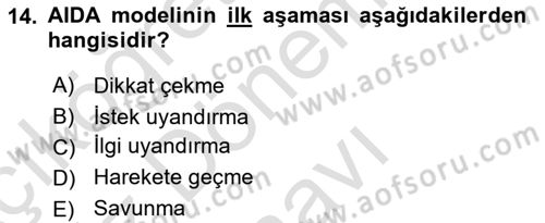 Havayolu Pazarlaması Dersi 2022 - 2023 Yılı (Final) Dönem Sonu Sınavı 14. Soru