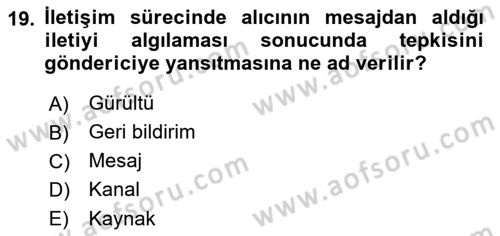 Havayolu Pazarlaması Dersi 2022 - 2023 Yılı (Final) Dönem Sonu Sınavı 19. Soru