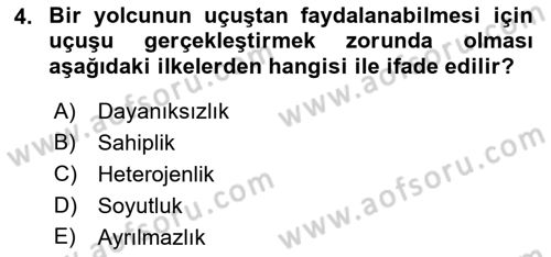 Havayolu Pazarlaması Dersi 2022 - 2023 Yılı (Final) Dönem Sonu Sınavı 4. Soru