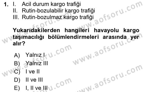 Havayolu Pazarlaması Dersi 2022 - 2023 Yılı Yaz Okulu Sınavı 1. Soru