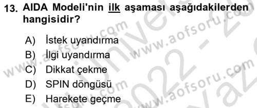 Havayolu Pazarlaması Dersi 2022 - 2023 Yılı Yaz Okulu Sınavı 13. Soru