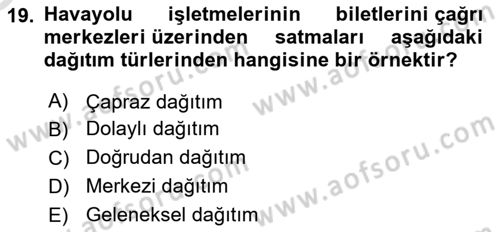 Havayolu Pazarlaması Dersi 2022 - 2023 Yılı Yaz Okulu Sınavı 19. Soru