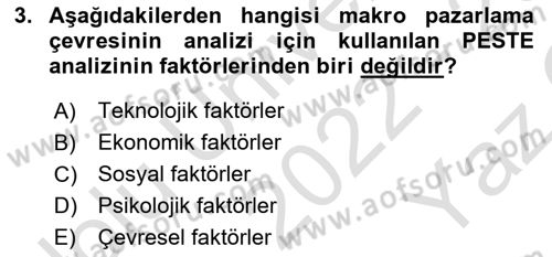 Havayolu Pazarlaması Dersi 2022 - 2023 Yılı Yaz Okulu Sınavı 3. Soru