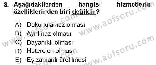 Havayolu Pazarlaması Dersi 2022 - 2023 Yılı Yaz Okulu Sınavı 8. Soru