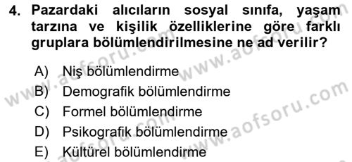 Havayolu Pazarlaması Dersi 2023 - 2024 Yılı (Vize) Ara Sınavı 4. Soru