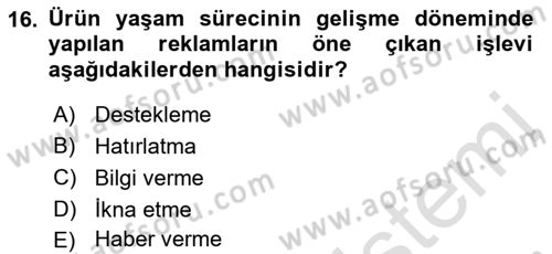 Havayolu Pazarlaması Dersi 2023 - 2024 Yılı (Final) Dönem Sonu Sınavı 16. Soru