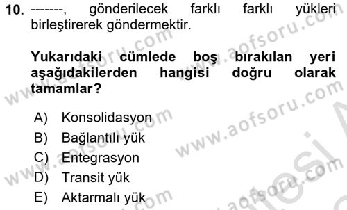 Havayolu Pazarlaması Dersi 2023 - 2024 Yılı Yaz Okulu Sınav Soruları 10. Soru