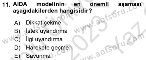 Havayolu Pazarlaması Dersi 2023 - 2024 Yılı Yaz Okulu Sınav Soruları 11. Soru