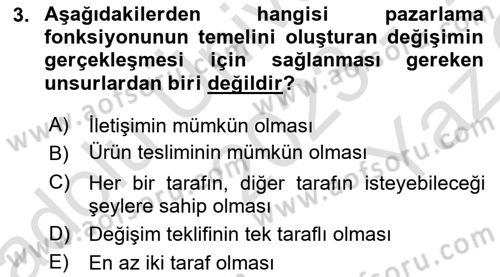 Havayolu Pazarlaması Dersi 2023 - 2024 Yılı Yaz Okulu Sınav Soruları 3. Soru