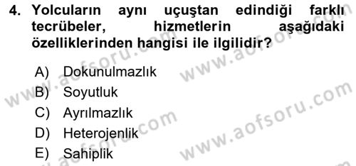 Havayolu Pazarlaması Dersi 2023 - 2024 Yılı Yaz Okulu Sınav Soruları 4. Soru