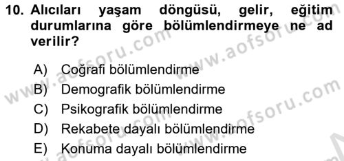 Havayolu Pazarlaması Dersi 2024 - 2025 Yılı (Vize) Ara Sınav Soruları 10. Soru