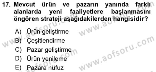Havayolu Pazarlaması Dersi Ara Sınavı Deneme Sınav Soruları 17. Soru