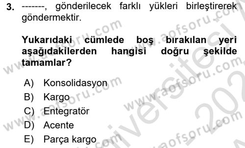 Havayolu Pazarlaması Dersi Ara Sınavı Deneme Sınav Soruları 3. Soru