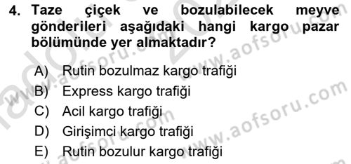 Havayolu Pazarlaması Dersi Ara Sınavı Deneme Sınav Soruları 4. Soru