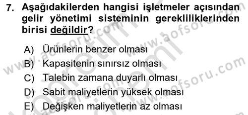Havayolu Pazarlaması Dersi 2024 - 2025 Yılı (Final) Dönem Sonu Sınav Soruları 7. Soru