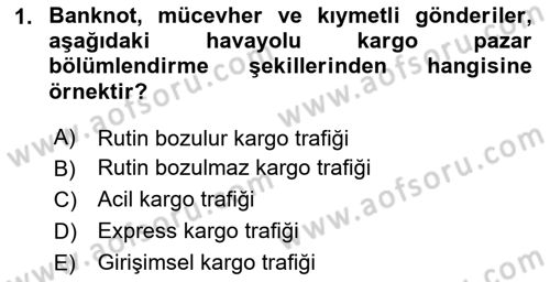 Havayolu Pazarlaması Dersi 2024 - 2025 Yılı Yaz Okulu Sınav Soruları 1. Soru