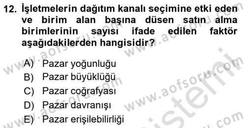 Havayolu Pazarlaması Dersi 2024 - 2025 Yılı Yaz Okulu Sınav Soruları 12. Soru