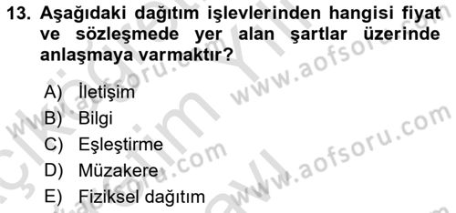 Havayolu Pazarlaması Dersi 2024 - 2025 Yılı Yaz Okulu Sınav Soruları 13. Soru