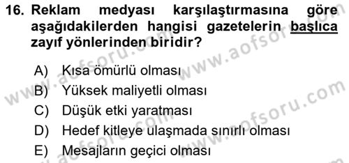 Havayolu Pazarlaması Dersi 2024 - 2025 Yılı Yaz Okulu Sınav Soruları 16. Soru