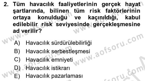 Havayolu Pazarlaması Dersi 2024 - 2025 Yılı Yaz Okulu Sınav Soruları 2. Soru
