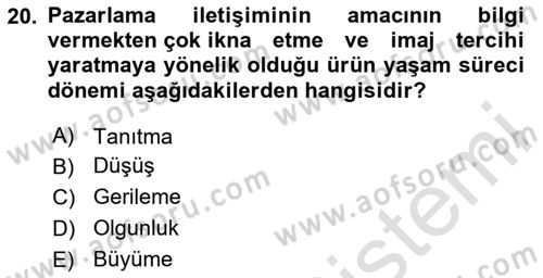 Havayolu Pazarlaması Dersi 2024 - 2025 Yılı Yaz Okulu Sınav Soruları 20. Soru