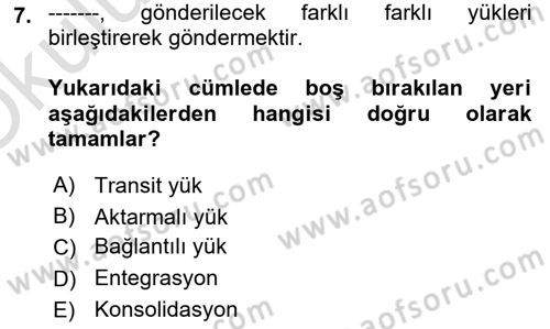 Havayolu Pazarlaması Dersi 2024 - 2025 Yılı Yaz Okulu Sınav Soruları 7. Soru