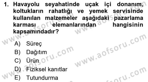 Havayolu Pazarlaması Dersi 2025 - 2026 Yılı (Vize) Ara Sınav Soruları 1. Soru