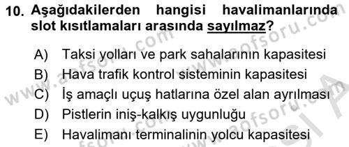 Havayolu Pazarlaması Dersi 2025 - 2026 Yılı (Vize) Ara Sınav Soruları 10. Soru