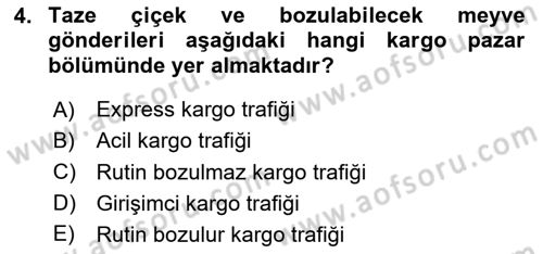 Havayolu Pazarlaması Dersi 2025 - 2026 Yılı (Vize) Ara Sınav Soruları 4. Soru