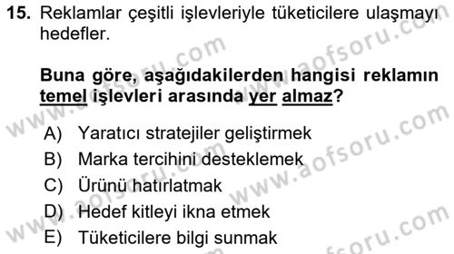Havayolu Pazarlaması Dersi 2025 - 2026 Yılı (Final) Dönem Sonu Sınav Soruları 15. Soru