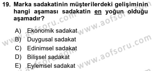 Havayolu Pazarlaması Dersi 2025 - 2026 Yılı (Final) Dönem Sonu Sınav Soruları 19. Soru