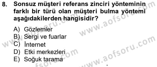 Satış Teknikleri Dersi 2012 - 2013 Yılı (Final) Dönem Sonu Sınav Soruları 8. Soru