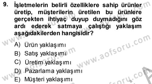 Satış Teknikleri Dersi 2013 - 2014 Yılı (Vize) Ara Sınav Soruları 9. Soru