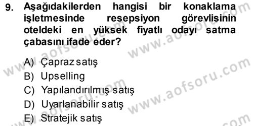 Satış Teknikleri Dersi 2013 - 2014 Yılı (Final) Dönem Sonu Sınav Soruları 9. Soru