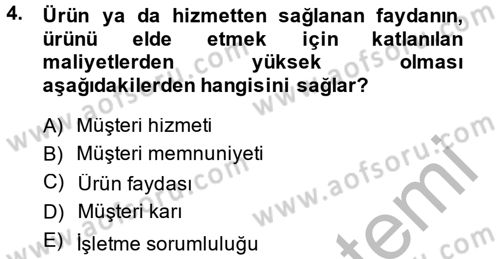 Satış Teknikleri Dersi 2014 - 2015 Yılı (Vize) Ara Sınav Soruları 4. Soru