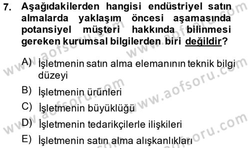 Satış Teknikleri Dersi 2014 - 2015 Yılı (Final) Dönem Sonu Sınav Soruları 7. Soru