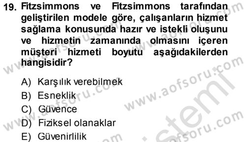 Satış Teknikleri Dersi 2014 - 2015 Yılı Tek Ders Sınav Soruları 19. Soru