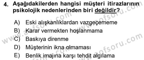 Satış Teknikleri Dersi 2015 - 2016 Yılı (Final) Dönem Sonu Sınav Soruları 4. Soru