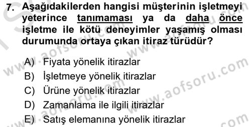 Satış Teknikleri Dersi 2015 - 2016 Yılı (Final) Dönem Sonu Sınav Soruları 7. Soru