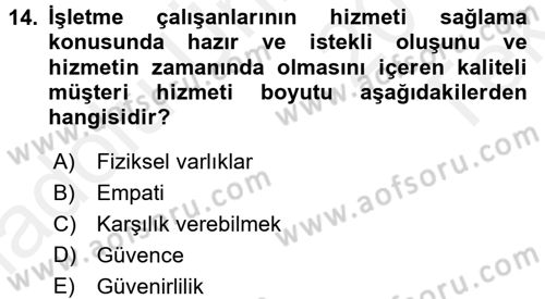 Satış Teknikleri Dersi 2015 - 2016 Yılı Tek Ders Sınav Soruları 14. Soru